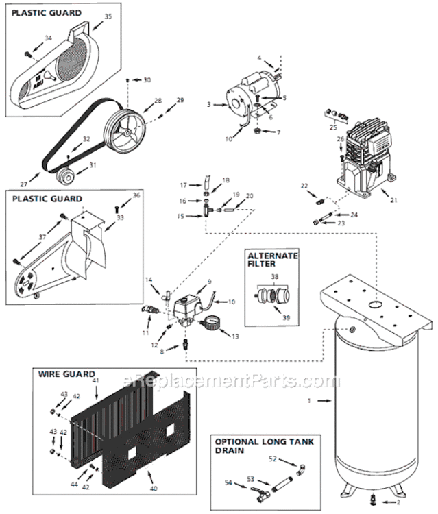 Page A Diagram and Parts List for VT631001 2002 Campbell Hausfeld Compressor